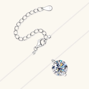 Elegant Mermaid Tear S925 sterling silver necklace with clear cubic zirconia on fish line