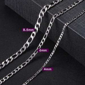 Stainless Steel Figaro Chain Necklace Polished Hip Hop Punk Link Style Jewelry Accessory For Men Women