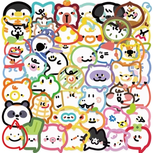Lot de 50 autocollants bulles de dessin animé en PET transparent étanche pour décorations