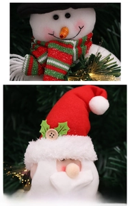 Detail of plush Christmas curtain buckle with soft cotton stuffing and knitted textures