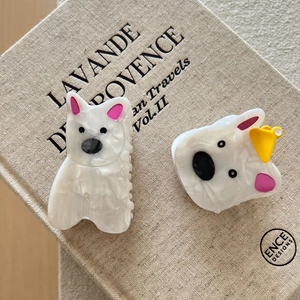 Cute polar bear acetate hair claw clips with marble texture on vintage book cover