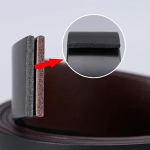 Premium black genuine cowhide leather belt for men with durable solid cross-section structure