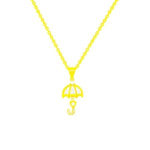 Elegant gold umbrella pendant necklace with sparkling stones on a thin cable chain