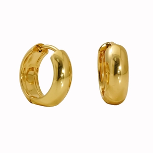 Polished 18K gold-tone chunky U-shaped huggie earrings with a minimalist geometric design