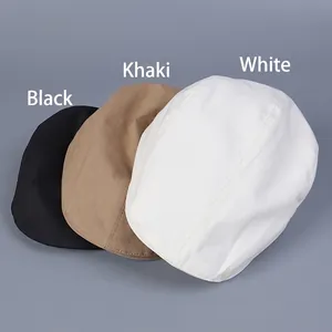 Men's vintage flat caps in black, khaki and white colors with premium cotton texture