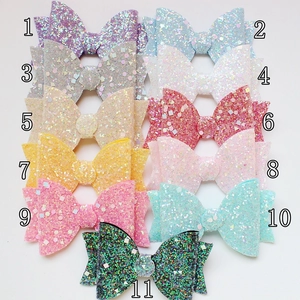 Handmade 9cm glitter bow accessories set in eleven vibrant colors for hair DIY crafts