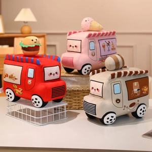 Jouet En Peluche Camion De Restauration Peluche Courte Douce Oreiller De Voiture De Dessin Animé Pour Enfants Décoration De Maison