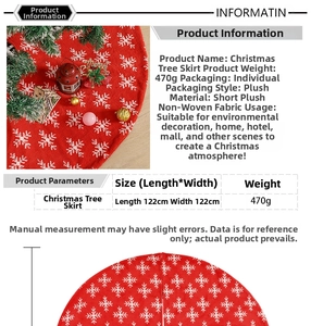 Detailed sizing chart for 122cm plush snowflake Christmas tree skirt with plush fabric