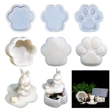 Stampo in silicone a zampa di gatto per resina e scatola portaoggetti con tappo a coniglio