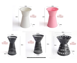 Detail showing various sizes and colors of PP plastic flower bouquet fixing holders