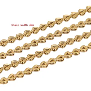 4mm double-layer gold stainless steel heart chain for jewelry making and DIY accessories