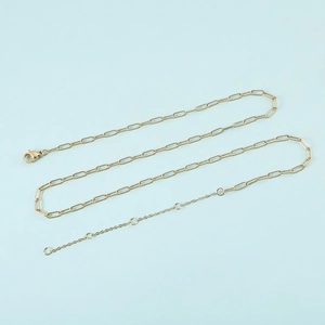 Paperclip Chain Necklace 304 Stainless Steel 14K Gold Plated Minimalist OL Style With Lobster Clasp Extension Chain