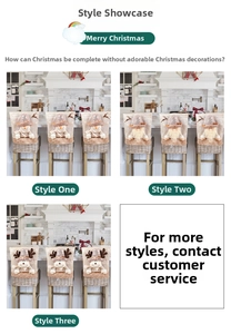 Detail of Christmas chair covers featuring 3D embroidered Santa, Snowman and Reindeer
