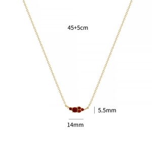 Classic 18k gold plated stainless steel necklace featuring red faceted birthstones