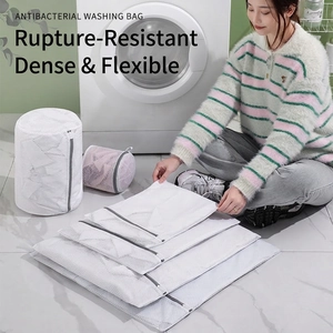5-piece honeycomb mesh washing bag set with durable grey zippers for delicate laundry
