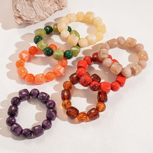Colorful acrylic square bead elastic bracelets with marble texture for a trendy look