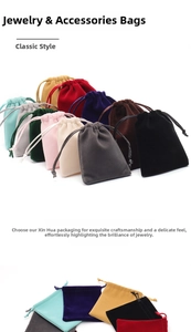 Macro view of velvet jewelry pouches with drawstring closure for ring and necklace storage