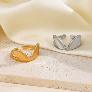 Rabbit Ear Ring Stainless Steel Adjustable Open Band Minimalist Hiphop Style Fashion Jewelry For Women Elegant Polished Finish