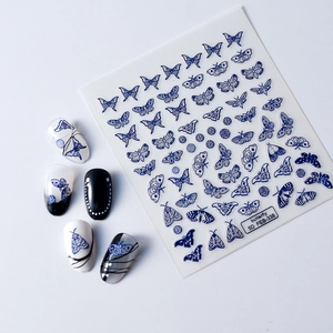 5D geprägte Schmetterling Nagelaufkleber mit realistischen blauen 3D Schmetterling Designs