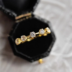 Bague Éternité En Cuivre Et Zircone Cubique Minimaliste Anneau Empilable Micro Pavé Pour Femmes