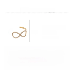 Vista dettagliata del bracciale a forma di infinito con strass in rame e finitura dorata