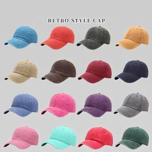Retro Washed Cotton Baseball Cap Plain Solid Color Vintage Dad Hat For Men Women Adjustable Sun Protection Breathable
