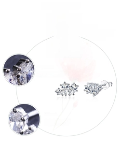 Détail du poinçon S925 et des zircons 5A sur les boucles d'oreilles en argent sterling