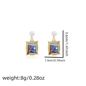 French vintage floral drop earrings showing size dimensions and weight details