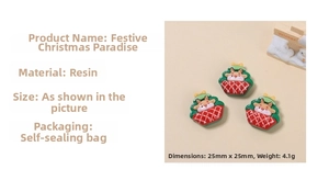 Detailed view of a 25mm Christmas reindeer resin charm in a red checkered basket