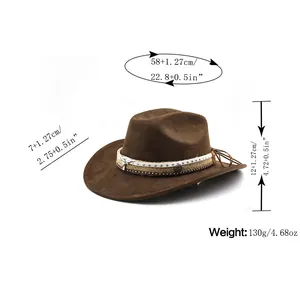 Guide des tailles détaillé pour le chapeau de cow-boy en similicuir marron foncé