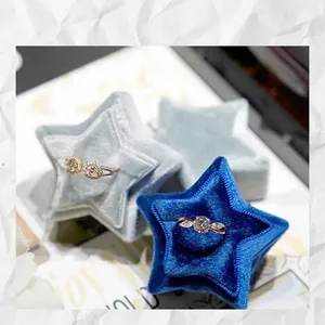 Star Shaped Velvet Jewelry Box For Rings Earrings Packaging Gift Storage Luxury Soft Portable Small Organizers