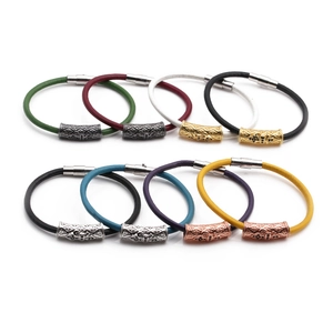 Braided Leather Bracelet With Stainless Steel Magnetic Clasp Cross Pattern Retro Punk Style Fashion Jewelry For Men Women