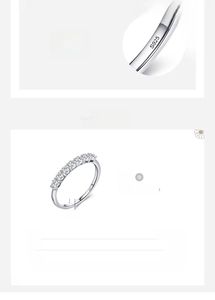 Dettaglio dell'anello in argento sterling 925 con 7 pietre di zircone e marchio S925