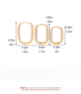 Detailed size guide for small medium and large punk alloy hoop earrings in inches and cm