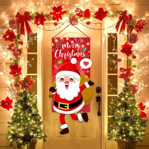 Bannière de porte de Noël rouge avec Père Noël festif pour décoration d'ambiance