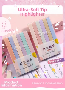 Detailed set of Morandi soft tip highlighters in salt and sweet pastel color series