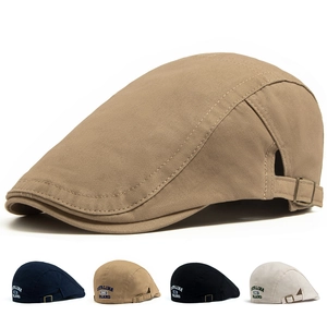 American Retro Ivy Cap 100% Cotton Embroidered Letters Adjustable Flat Cap Casual Outdoor Sunshade Unisex Headwear