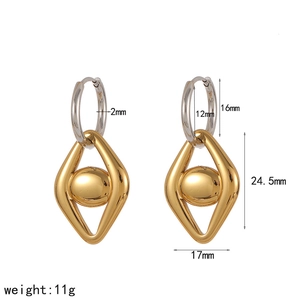 Spécifications de taille pour boucles d'oreilles irrégulières en acier inoxydable bicolore