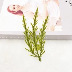 Artificial Pine Needles Branches Plastic Green Pronged Frosted Snow Effect Christmas Wreath Decor DIY Crafts