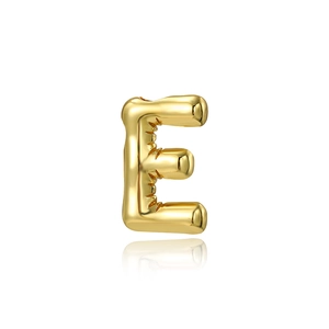 Polished 18K gold plated letter E pendant with smooth finish and elegant reflection