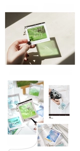 Artistic PET transparent polaroid tag with poetic calligraphy and elegant hanging loop