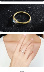 Macro shot of minimalist square-cut diamond ring on sparkling black background