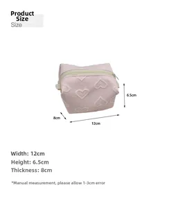 Tableau des tailles pour trousse à maquillage avec dimensions 12cm de large et 8cm