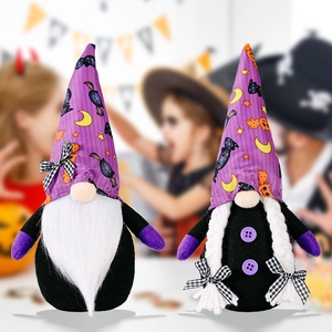 Halloween Gnomes Faceless Doll Rudolph Purple Bat Hat Plush Polyester Home Party Desktop Ornament Decor