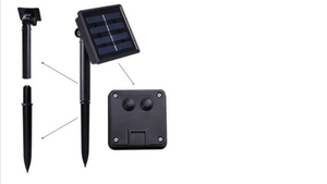 Solar panel and ground stake components for LED frosted ball garden string lights