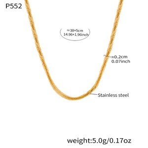Detail showing 38+5cm adjustable length and 0.2cm width of gold twisted chain necklace