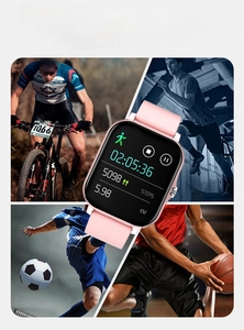 Pink sports smartwatch featuring multi-sport tracking modes and large touch screen display