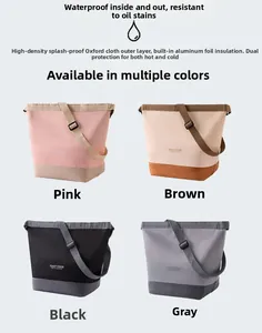 Four-color insulated lunch bags with waterproof oxford cloth and adjustable straps