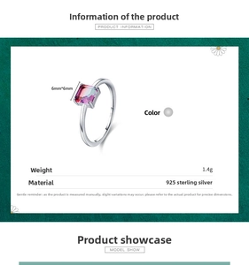 Detail view of 925 silver ring with 6mm square rainbow stone and S925 hallmark
