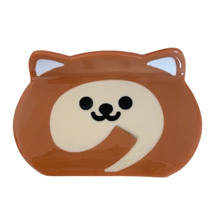 Cute Shiba Inu dog shaped acetate hair claw clip with glossy finish for hair styling